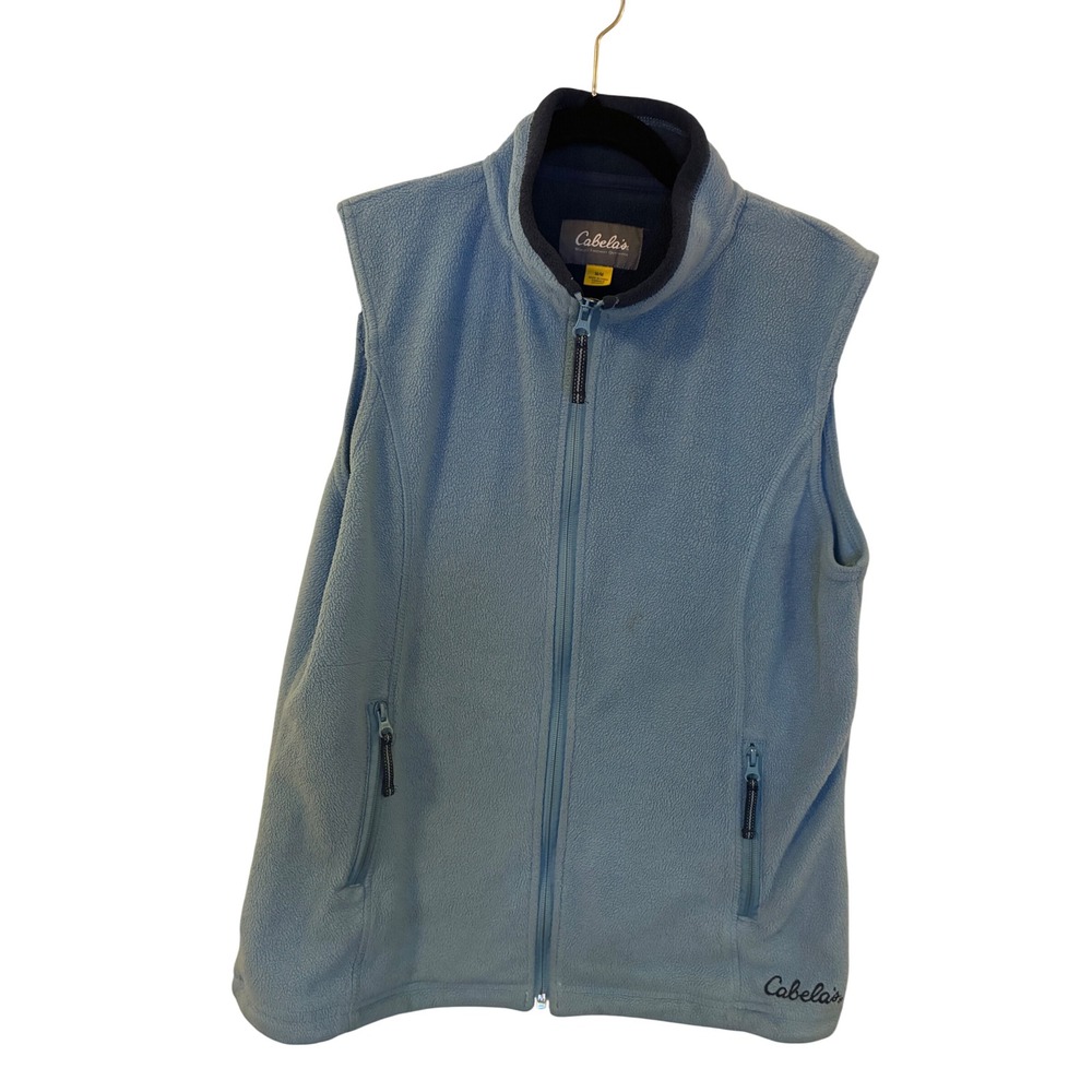 Vintage Cabelas Fleece Vest Womens Medium Light Blue Full Zip Outdoor Gorpcore